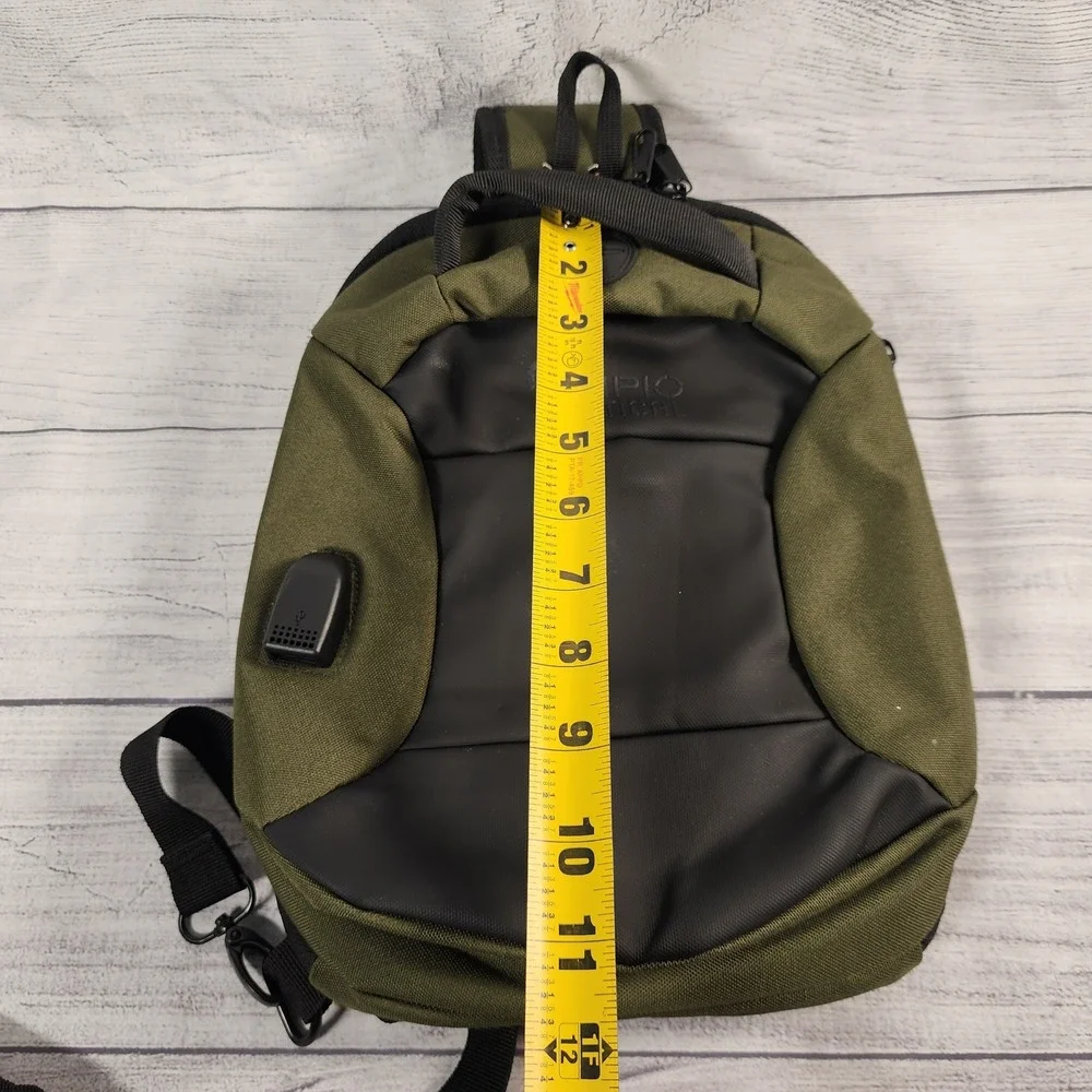 Scipio Tactical Sling Bag Olive Green Black USB Charging Port Crossbody Pack